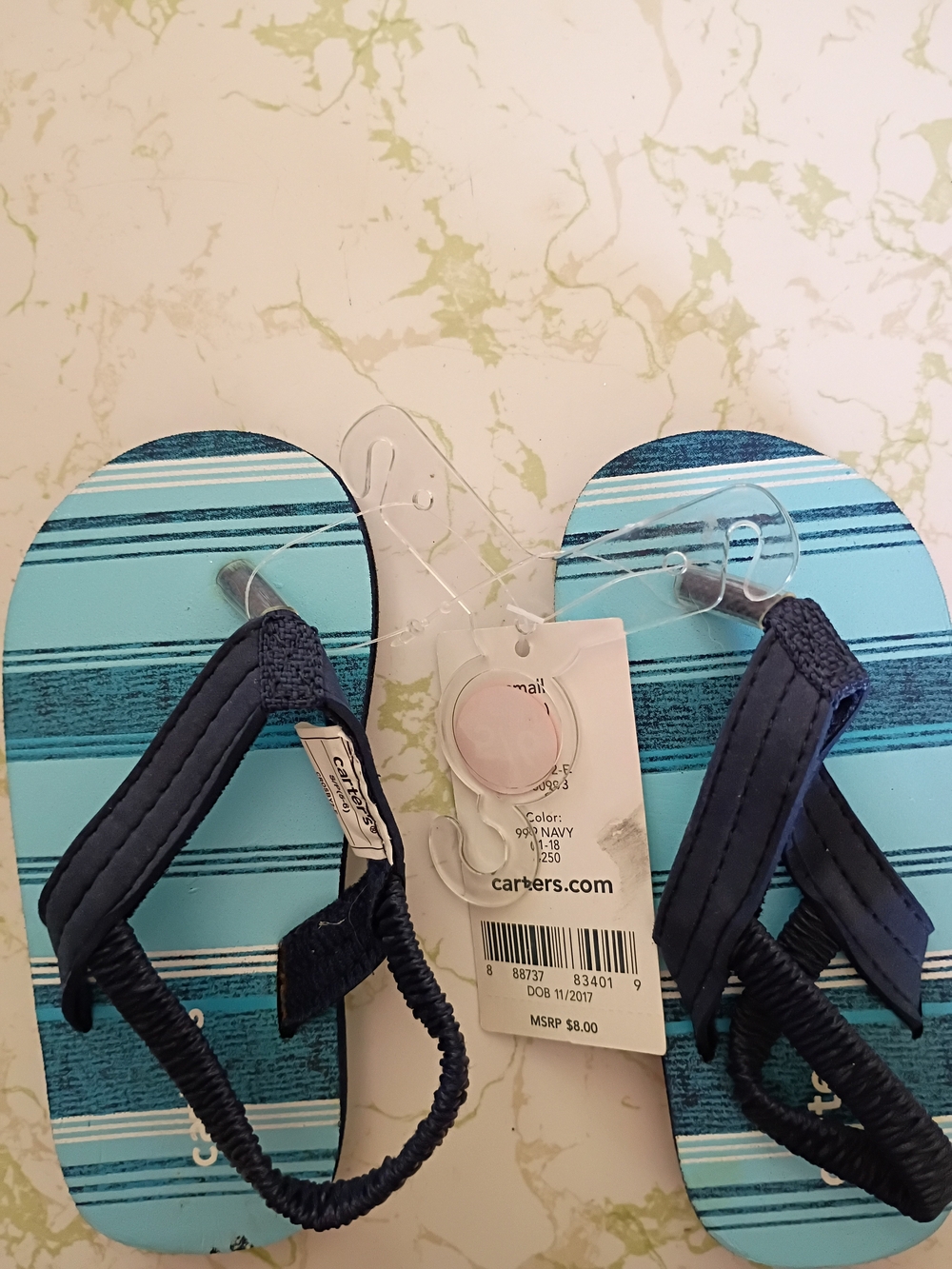 Carter's Navy and Light Blue Striped Toddler Sandals